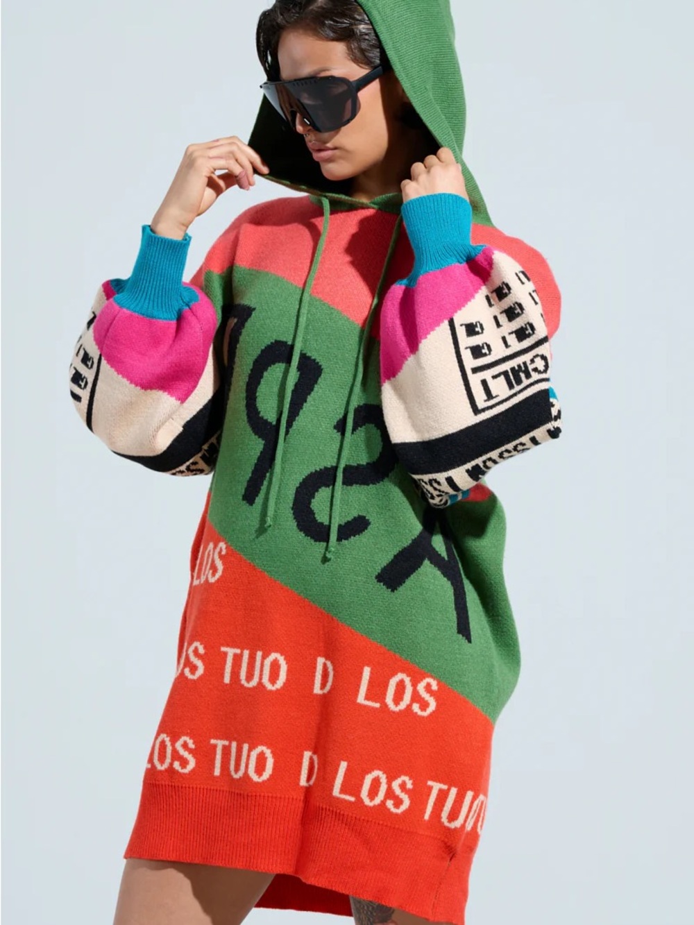 AKIRA LOUD AND PROUD PULLOVER HOODED SWEATER DRESS